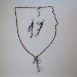 Grayling jewelry set - Necklace and Earrings - light purple stone